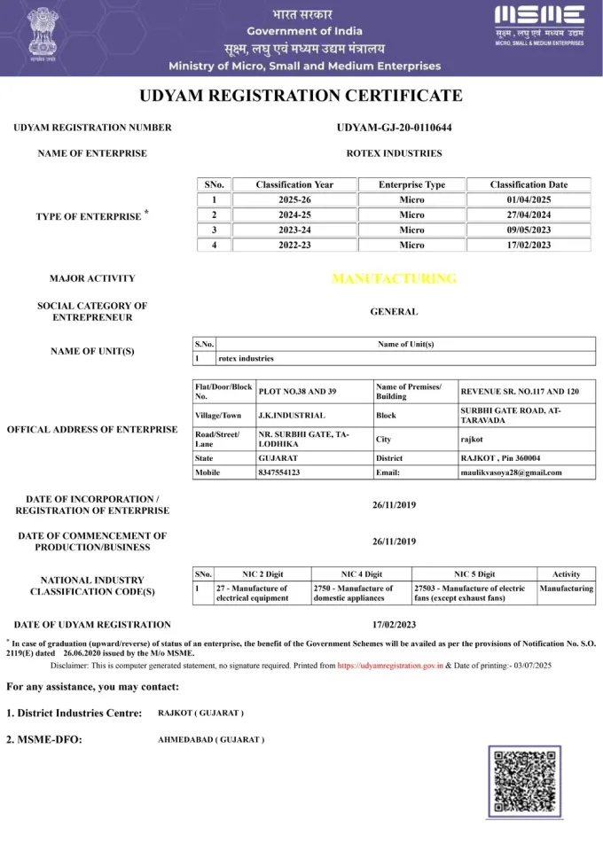MSME Certificate